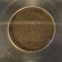 1908 Newfoundland Canadian 50¢ Coin, Graded ICG-F15 ( Free Worldwide Shipping ) - £15.45 GBP