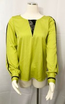 Catherine Malandrino Blouse Chartreuse Green Black Lace Long Sleeve Top ... - £18.44 GBP