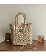 Gold bag , crochet with gold thread, short handle and  long shoulder cha... - £71.94 GBP