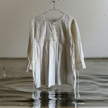 Ralph Lauren Denim and Supply off white long sleeves soft cotton top Sz L Boho - £25.69 GBP