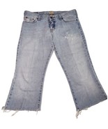 Hollister Y2K Splatter Raw Hem Capri Jeans Size 9 Button Fly Light Wash ... - $16.14