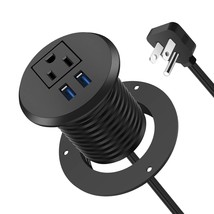 2 Inch Desk Power Grommet With Usb, Ultra Thin Flat Extension Cord Flush Mount D - £35.34 GBP