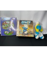 St of 3 Vintage Smurfs Spin a Round Game + Stuffed Animal +Organizer 1983 - $55.49 CAD