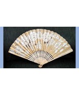 antique BURNS RICE paper and lace WOMANS HANDHELD FAN 6th &amp; 44th NEW YOR... - £68.18 GBP