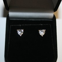 Heart Shape Diamond Alternatives Stud Earrings 14k Yellow Gold over 925 SS - $39.19