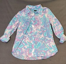 Talbots Top Womens Large Paisley Watercolor Long Sleeve Casual Button Up Shirt - £15.80 GBP