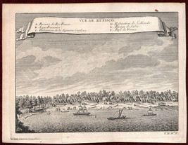 1773 Vue de Rufisco Schley Ivory Cost Cote D&#39;Ivoire West Africa Map Engraving - £60.04 GBP