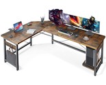 66&quot; L Shaped Gaming Desk, Corner Computer Desk, Sturdy Home Office Compu... - £189.66 GBP