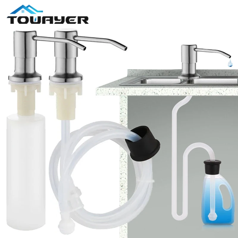 House Home Kitchen Sink Liquid Soap Dispenser Pump Stainless Steel 500ML Liquid  - £19.98 GBP