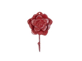 [Pack Of 2] Red Whitewashed Cast Iron Decorative Rose Hook 7&quot;&quot; - £39.04 GBP