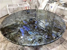 Round Shape Labradorite Coffee Table, End Table, Geode Countertop Bar Table Deco - £197.66 GBP+