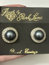 Vintage Park Lane Blue Faux Pearl Rhinestone Earrings New on Card Pierced - £13.92 GBP