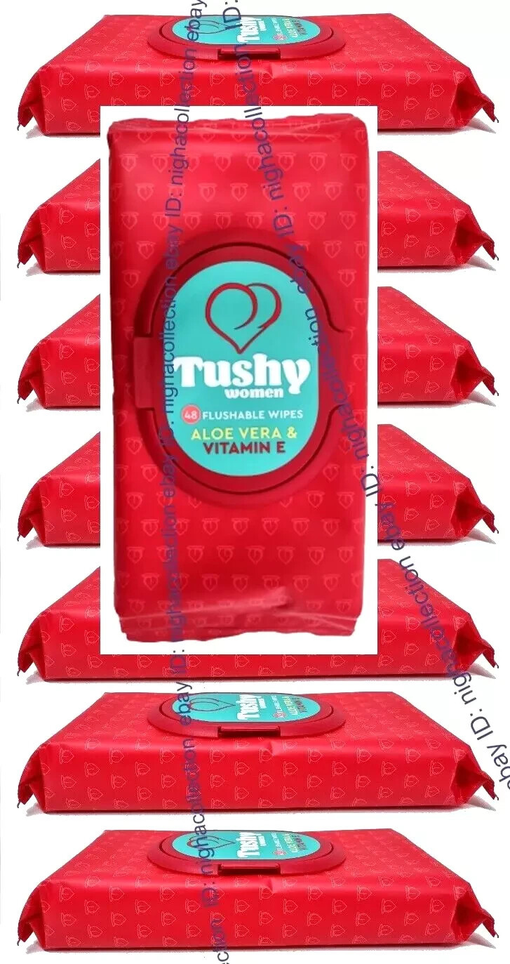 ( 10 PACK ) Tushy Women Aloe Vera &amp; Vitamin E 48-ct/pack Flushable Wipes... - $53.45