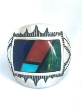 Navajo Ring Turquoise Vintage Sterling Silver Native American Size 9.75 RB  MEN - £178.05 GBP