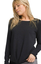 New Womens NWT M PrAna Top Organic Casual Frosene Logo Charcoal Gray Dark Tencel - $108.90