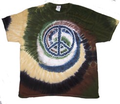 CAMO PEACE SIGN TYE DYED TEE SHIRT mens womens SIZE S hippie tie dye t#T... - £7.40 GBP
