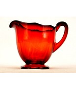 Vintage Amberina Ruby Glass Creamer, Footed &amp; Fluted, Scalloped With Points - $13.33 CAD