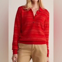 Vineyard Vines 100% Cashmere Red Shine Stripe Polo Womens Size Xxs Nwt - £59.86 GBP