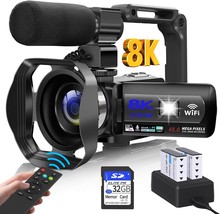 Video Camera, 8K Camcorder 48Mp Vlogging Camera For Youtube 18X Digital ... - £183.24 GBP