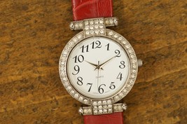 Vintage Costume Jewelry AVON Rhinestone Red Mock Crock Quartz Ladies Watch - £8.59 GBP