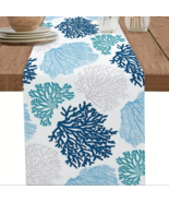 Vibrant Blue Teal Coral Costal Theme Table Runner - 13&quot; x 72&quot; - $21.24