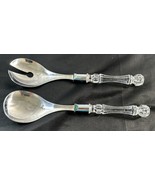 Vintage Salad Serving Spoons Clear Acrylic Handle Stainless Steel - $9.23 CAD