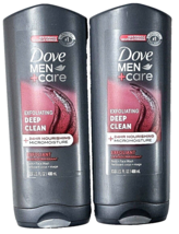 2 Pack Dove Men Care Exfoliating Deep Clean 24hr Nourishing Body Face Wash 13oz - £24.03 GBP