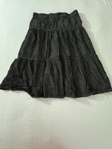 Time & Tru Women's Black Cotton Full Button Front Tiered Skirt Size 12 Waist 32" image 2