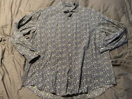 Perry Ellis Men’s 2XLT Paisley Button Up Shirt Long Sleeve Gray Multicolor - $17.66