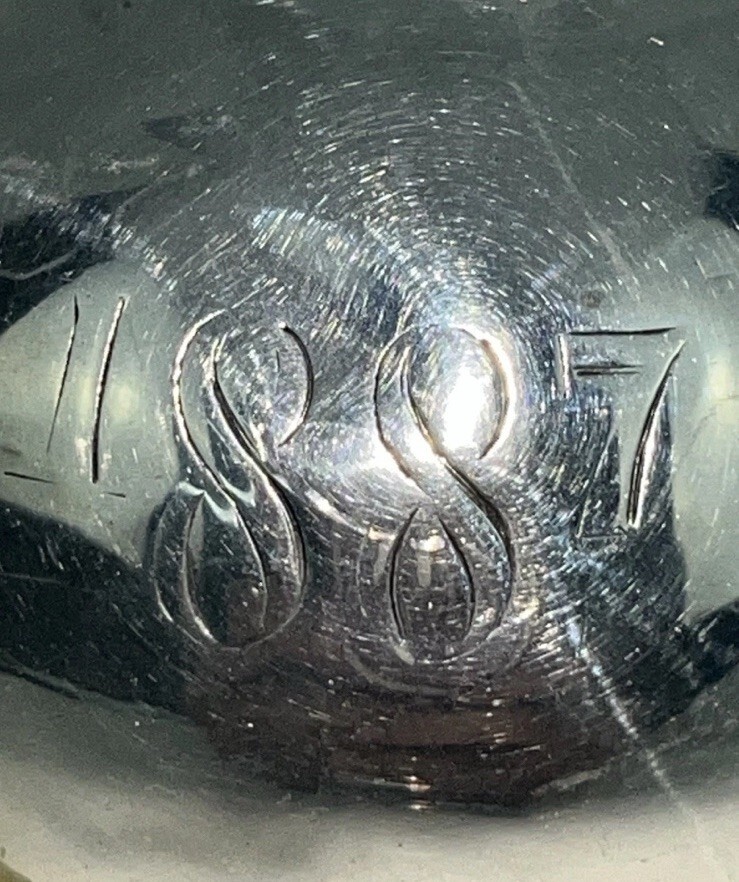 1887 Antique Heavy Sterling Silver Grenade Witch Ball Cigar Lighter Self Right Item image 4