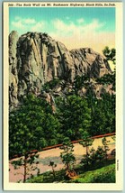 Rock Wall on Mt Rushmore Highway Black Hills South Dakota SD Linen Postcard H11 - $3.91