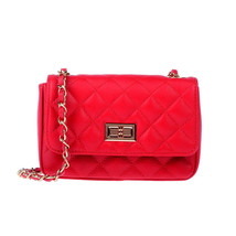Stella Dutti Italian Made Red Quilted Leather Small Evening Bag Chain Handle - £313.55 GBP