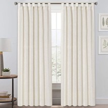 Natural Linen Curtains 84 Inches Long Tab Top Curtains For Living, Ivory). - £32.37 GBP