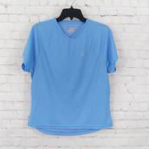 Reebok Shirt Womens XL Blue Short Sleeve V Neck Play Dri Activewear Workout Tee - £14.08 GBP