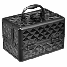 Beauty Cosmetic Makeup Case Train Organizer W/Extendable Trays Black - £47.25 GBP