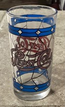 Vintage Pepsi-Cola Glass Tiffany Stained Glass Style 1970&#39;s Red &amp; Blue ~ 5” - £5.33 GBP