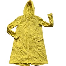 Eileen Fisher Organic Cotton Hooded Long Anorak Jacket Rain Coat Yellow ... - £99.91 GBP