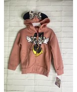 Disney Minnie Mouse Girls Hooded Zip Up Bow Hoodie Top Toddler Size 3T - £15.59 GBP