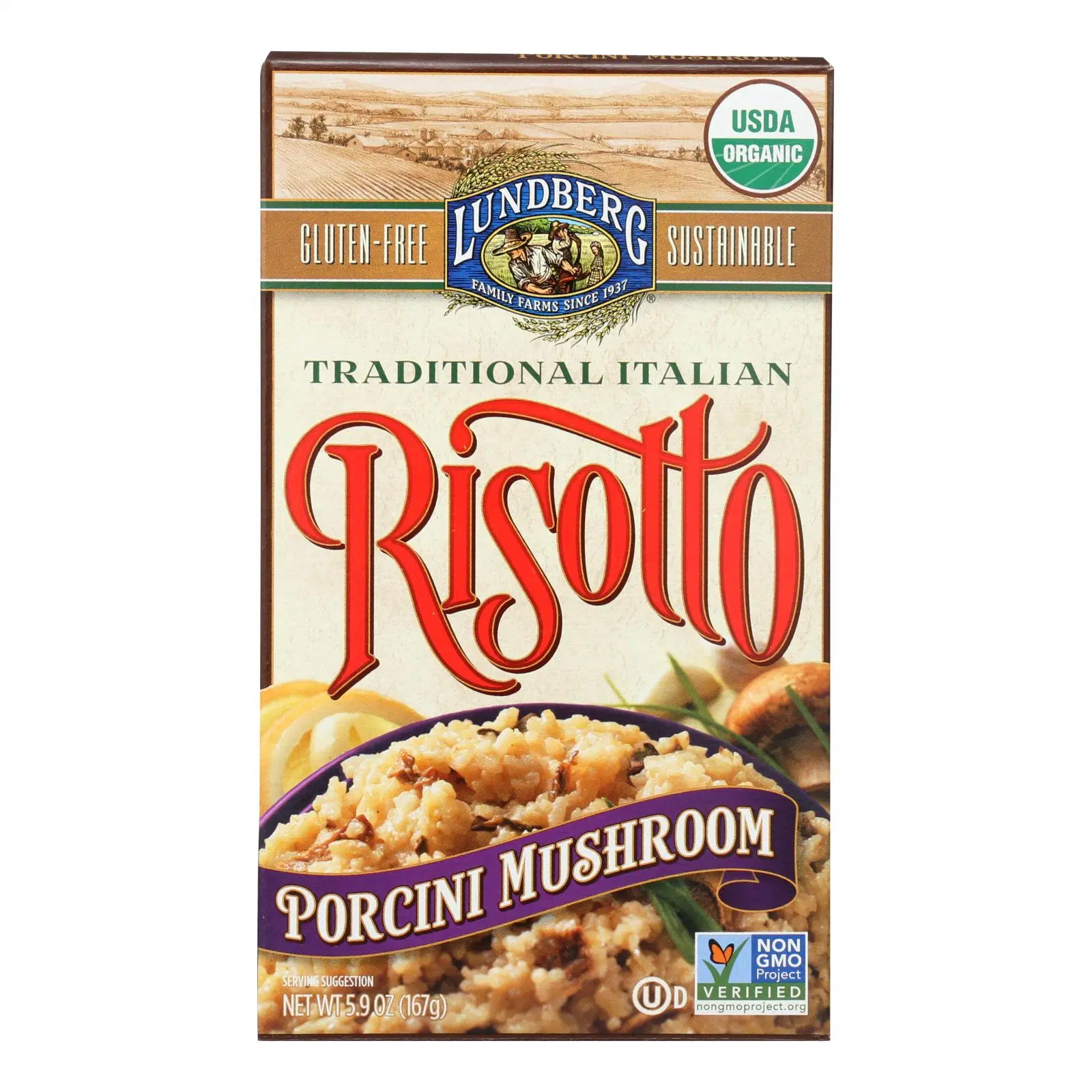 Lundberg Risotto Porcini Mushroom 5.9 oz ea, case of 6 prepared rice box  - $57.61 CAD