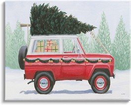 Stupell Industries Red Utility Truck Winter Christmas Tree Snowy, 20 X 16. - £34.34 GBP