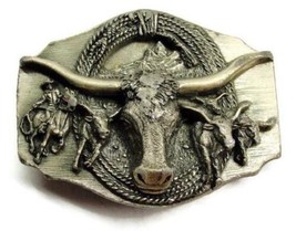 1988 Siskiyou Williams Oregon Longhorn Cowboy Horse Silver Vintage Belt Buckle - $53.44
