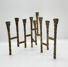 Vintage Avant-Garde Brass Judaica Kinetic Modernistic Chanukah Menorah H 14.5 cm - £85.93 GBP