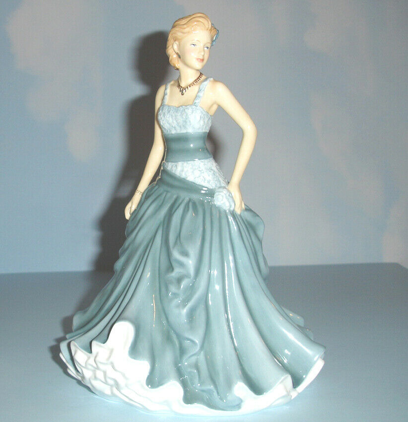 Royal Doulton ANGELA Pretty Ladies Figurine HN5603 Blue/Grey Gown 8.75" New - $198.90