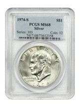 1974-S $1 Silver PCGS MS68 - $152.78