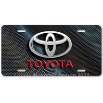 Toyota Logo Inspired Art Red on Carbon FLAT Aluminum Novelty License Tag Plate - £14.38 GBP