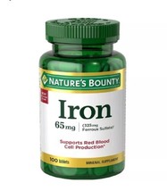 Nature&#39;s Bounty Iron 65mg Tablets Mineral Supplement Blood Cell Support ... - $9.49