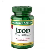 Nature&#39;s Bounty Iron 65mg Tablets Mineral Supplement Blood Cell Support ... - $9.49