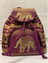 Thai Artificial Silk Backpack Bag Thai Elephant Pattern Beautiful Quality Crafts - £37.42 GBP