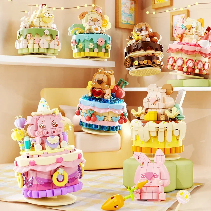 Cute Pet Teacup Cake Shaking Building Blocks Diy Animal Model Assembly Bricks - £16.17 GBP