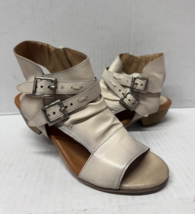 MIZ MOOZ WOMEN&#39;S DOUBLE BUCKLE SIDE ZIP  SANDALS IVORY   37EU / 7US  # A-09 - $107.91